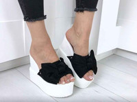 Код 11752 Тапочки = Glitter = , цвет: Белый + Черный,  материал: обувн
