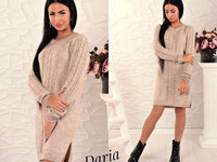 Платье. Турция !!! Вязка - 50 % шерсть , 50 % акрил. Цвета - бежевый ,