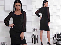 Платье. Ткань - креп дайвинг - люрекс. Рукава - сетка - люрекс Цвета -