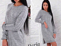 Платье. Турция !!! Вязка - 50 % шерсть , 50 % акрил. Цвета - бежевый ,