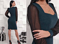 Платье. Ткань - креп дайвинг - люрекс. Рукава - сетка - люрекс Цвета -