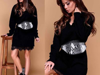 Платье арт. 6934 Ткань акрил – 70%, шерсть – 30% Цвет: ХАКИ, ЧЕРНЫЙ Ра