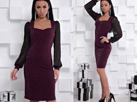 Платье. Ткань - креп дайвинг - люрекс. Рукава - сетка - люрекс Цвета -