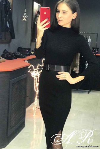 Платье (Фабричный Китай) ткань трикотаж резинка пояс в комплекте по бо