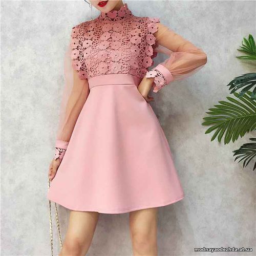 Платье (Фабричный Китай) качество люкс ткань верх набивное кружево. юб