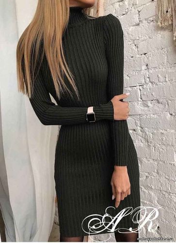 Платье гольф (Фабричный Китай) ткань машинная вяза рубчик размер униве