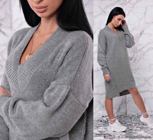 Платье оверсайз. Турция!!! Вязка - 75% акрил, 17% полиэстер, 8% элите.