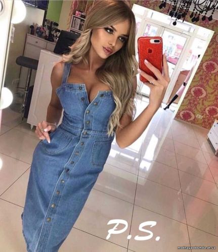 Сарафан джинсовый ткань 100% коттон, без стрейча плотные строчки, кноп