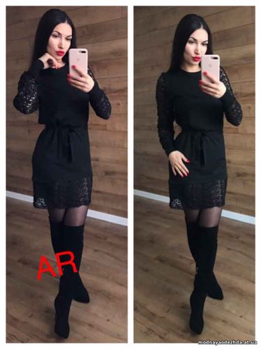 Платье (Фабричный Китай) Люкс качество ткань машинная вязка+кружево ра