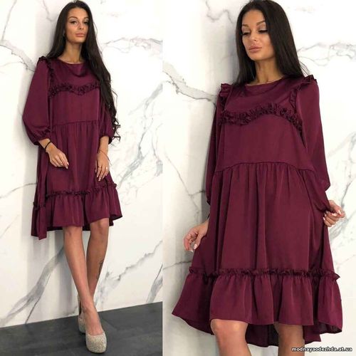 Платье свободного кроя с рюшами Цена 460 грн. Ткань шёлк Размер универ