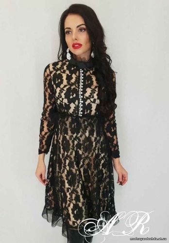 Платье (Фабричный Китай) качество люкс ткань дорогой гипюр (подкладка