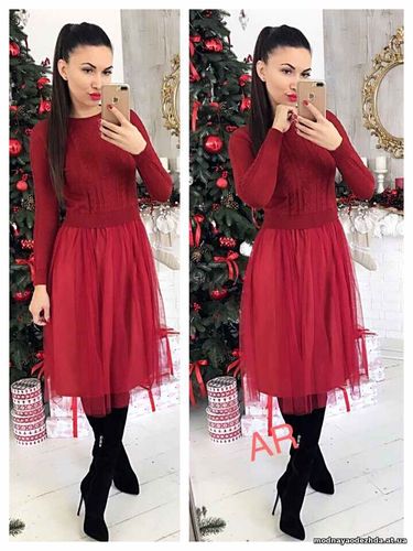 Платье (фабричный Китай) верх машинная вязка,них фатин) размер 42/46 6