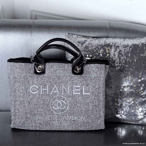 код 22500 1040 грн Сумка ChanelParis  цвет серый  материал текстиль