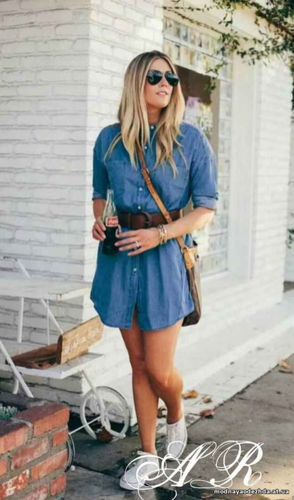 Платье (Фабричный Китай) ткань коттон под джинс карманов нет тканевый