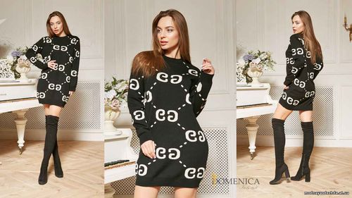 V 24 730 грн. Модное вязаное платье-свитшот с принтом Gucci. Изделие в