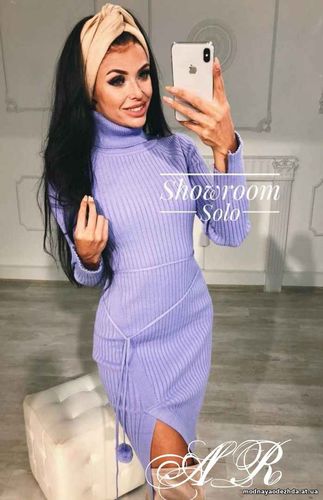 Платье гольф (Фабричный Китай) ткань машинная вяза рубчик размер униве