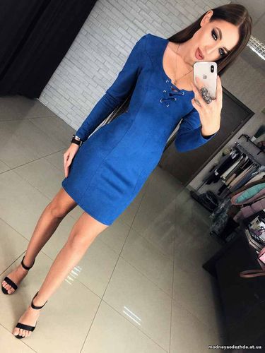 Платье Арт. 0695 ткань замша размер S, M длина 87 см, рукав 60 см Опт