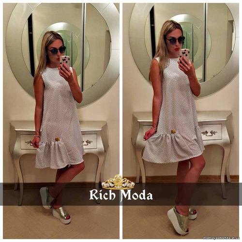 Платье свободного кроя 42-48, украшено фирменной лейбой Rich Moda , по