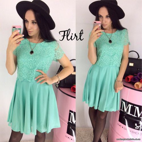 Платье « Анфиса» 42-44 Дайвинг + французское кружево Цена: 250 грн.