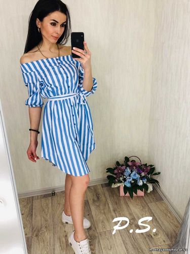 Платье полоска ткань: полированный коттон размер универсальный С-М цен