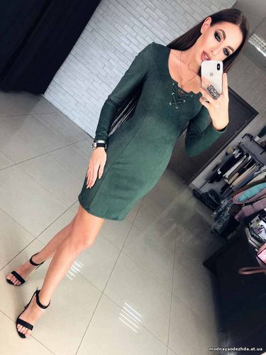 Платье Арт. 0695 ткань замша размер S, M длина 87 см, рукав 60 см Опт