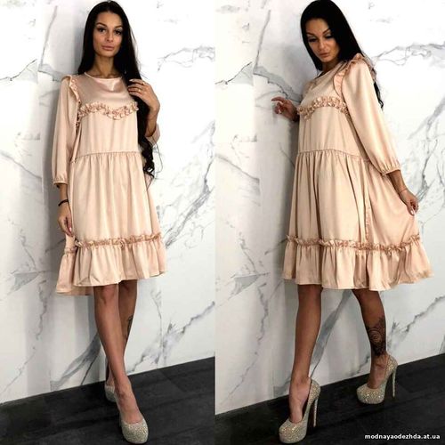 Платье свободного кроя с рюшами Цена 460 грн. Ткань шёлк Размер универ