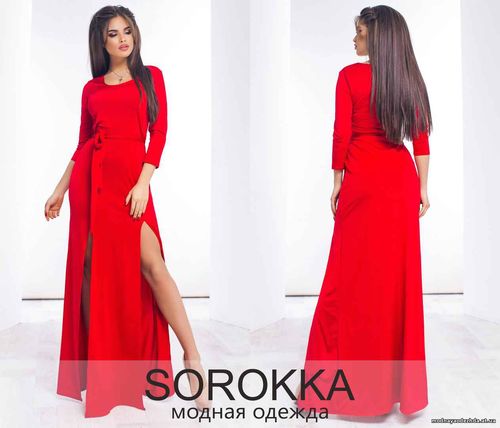 Вечернее платье с разрезами арт.474\мв трикотаж кристалл 42-46 уни