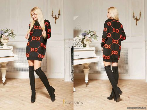 V 24 730 грн. Модное вязаное платье-свитшот с принтом Gucci. Изделие в