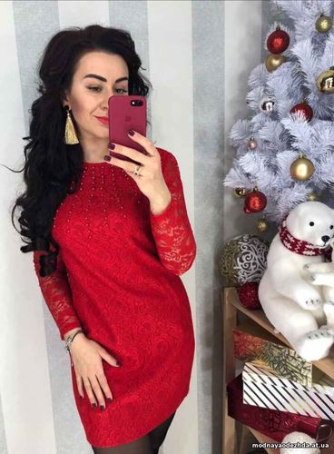 ПРАЗДНИЧНАЯ КОЛЛЕКЦИЯ КЛАССНОЕ И ЭФФЕКТНОЕ ПЛАТЬЕ ИЗ НАБИВНОГО КРУЖЕВН