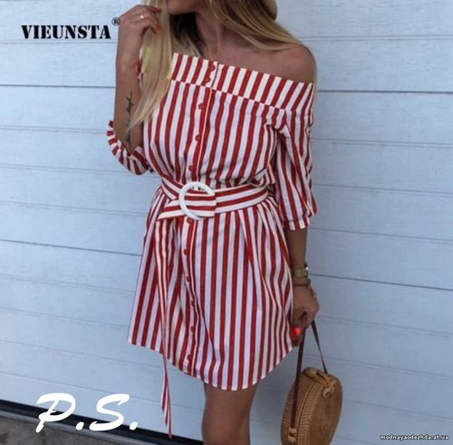 Платье полоска ткань: полированный коттон размер универсальный С-М цен