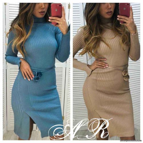 Платье гольф (Фабричный Китай) ткань машинная вяза рубчик размер униве