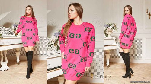 V 24 730 грн. Модное вязаное платье-свитшот с принтом Gucci. Изделие в