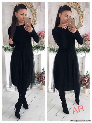 Платье (фабричный Китай) верх машинная вязка,них фатин) размер 42/46 6