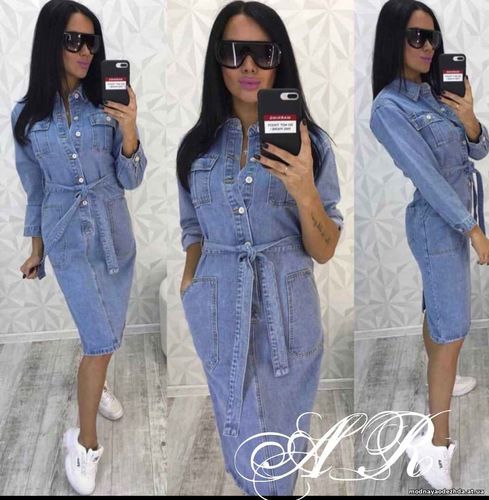 Платье (Фабричный Китай) ткань джинс (не тянется) размер m (42/44) дли