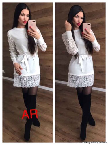 Платье (Фабричный Китай) Люкс качество ткань машинная вязка+кружево ра