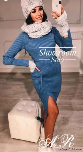 Платье гольф (Фабричный Китай) ткань машинная вяза рубчик размер униве