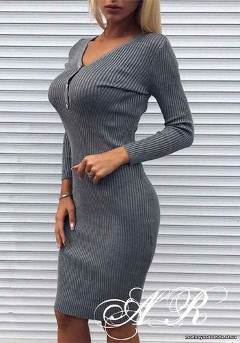 Платье (Фабричный Китай) ткань машинная вяза рубчик размер универсальн