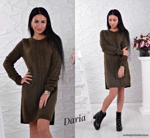 Платье. Турция !!! Вязка - 50 % шерсть , 50 % акрил. Цвета - бежевый ,