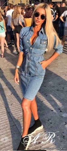 Платье (Фабричный Китай) ткань джинс (не тянется) размер m (42/44) дли