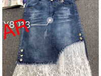 Юбка (Фабричный Китай) качество люкс ткань джинс+ гепюр размер S(т до