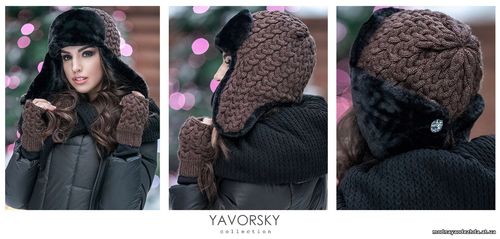 НАБОР УШАНКА+МИТЕНКИ №181 Сочетание меха и узорной вязки смотрится оче НАБОР УШАНКА+МИТЕНКИ №181 Сочетание меха и узорной вязки смотрится оче