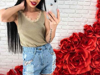 НОВИНКИ ЛЕТО ЭФФЕКТНЫЕ ДЖИНСОВЫЕ РВАННЫЕ ШОРТЫ УКРАШЕНЫ ПРИШИТЫМИ СТРА