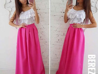 Костюмчик с юбочкой макси Размер: С и М Ткань: костюмка габардин + шёл