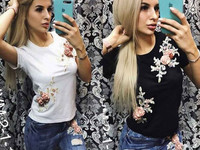 Костюм (Фабричный Китай) качество люкс джинсы +футболка рисунок апплик