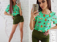 Летний костюмчик Размер: С и М Ткань: штапель + костюмка габардин Цена