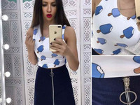 Костюмчик с джинсовой юбочкой Размер: С и М Ткань: джинса + дайвинг Це