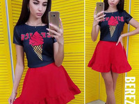 Костюмчик с пышной юбочкой Размер: С и М Ткань: костюмка габардин + да