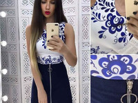 Костюмчик с джинсовой юбочкой Размер: С и М Ткань: джинса + дайвинг Це