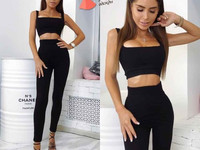 Костюм (брюки-дудочки +топ) материал - креп-дайвинг размер единый с-м