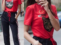 Хит весны!!! Костюм в стиле Gucci с футболкой с логотипом из паетки на